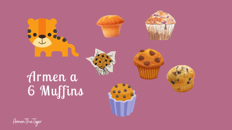 A young tiger and six muffins